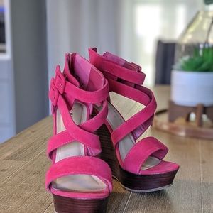 JustFab Berry Platform Heels
